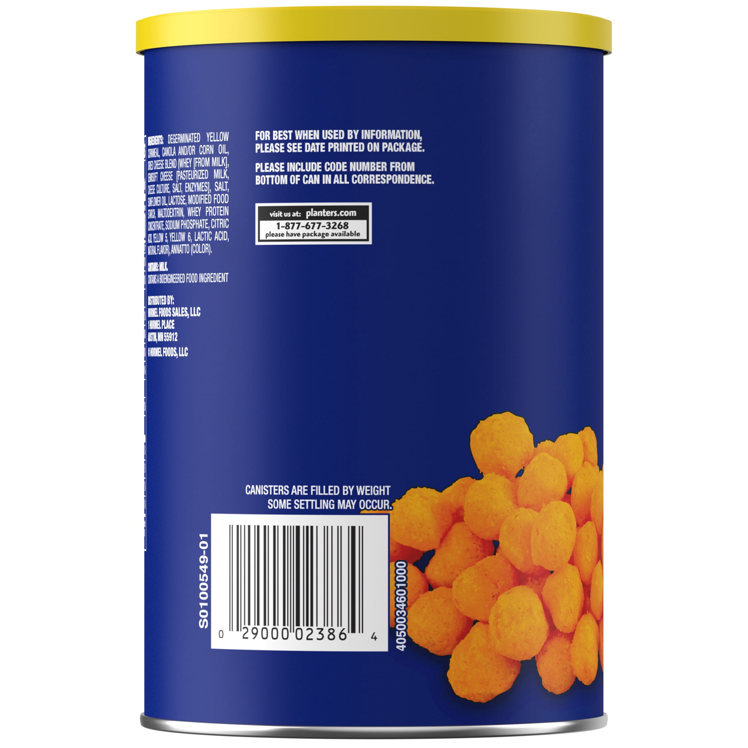 PLANTERS Cheez Balls Cheese Flavored Party Snacks, 2.75 Oz Canister