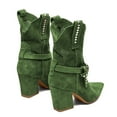 thumbnail image 4 of XYD Women Pointed Toe Mid Calf Cowboy Boots Metal Buckled Mid Chunky Heels Comfortable Party Work Pull on Booties Size 6 Green, 4 of 4