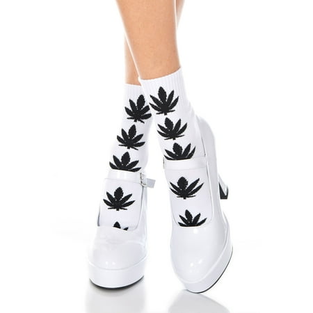 

Leaf Print Socks537-WHITE/BLACK