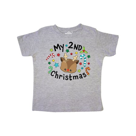 

Inktastic My 2nd Christmas Cute Reindeer with Candy Canes Gift Toddler Boy or Toddler Girl T-Shirt