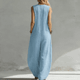 thumbnail image 3 of Women's Sleeveless V-Neck Button Front Wide Leg Jumpsuit Loose Casual Summer Outfit with Pockets, 3 of 5