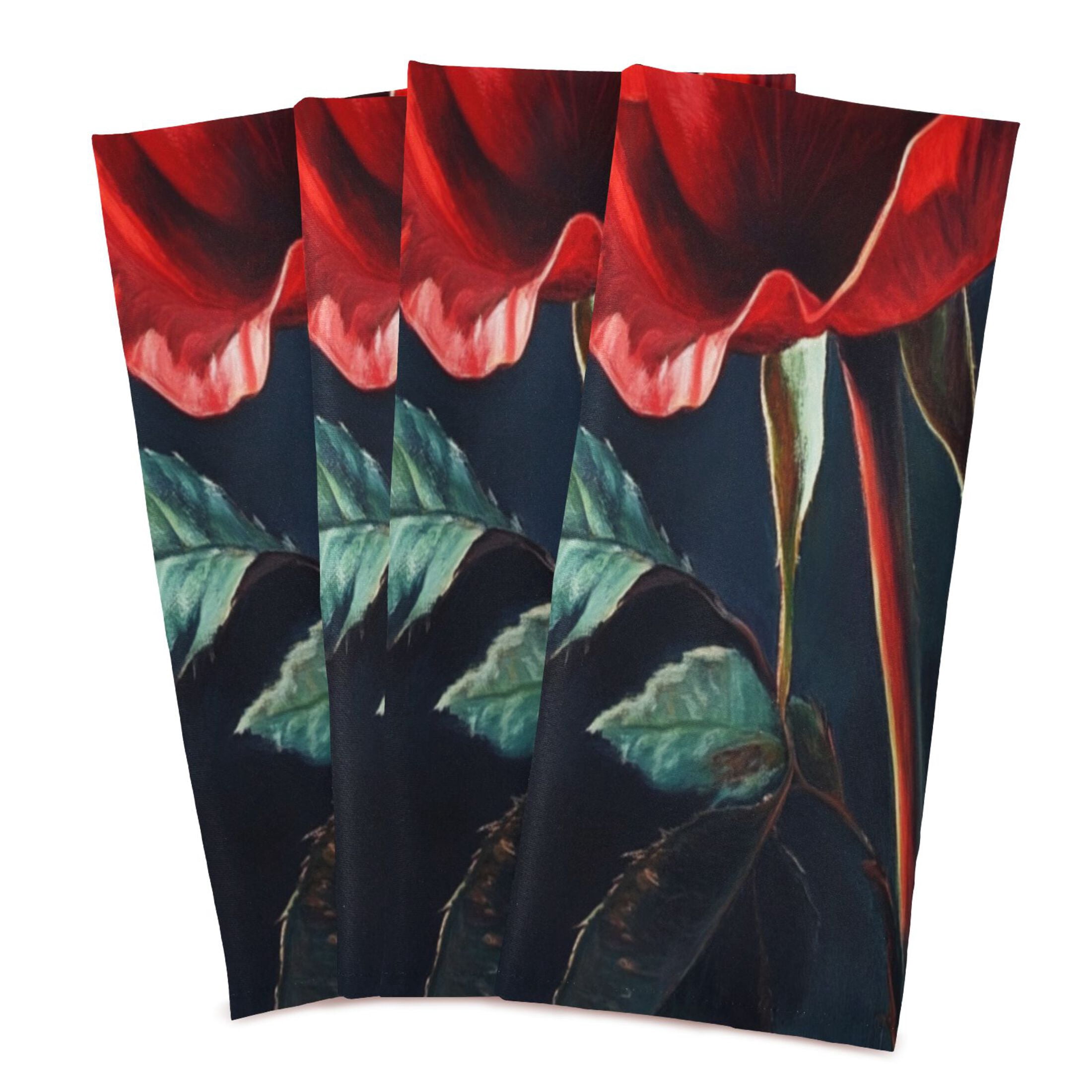 Kitchen Towel 28x18 Inches x6，Plate Towel, Decorative Towel, Napkin, Tea Towel Tea Towels For Kitchen Dish Cloths & Dish Towels Big Red Rose