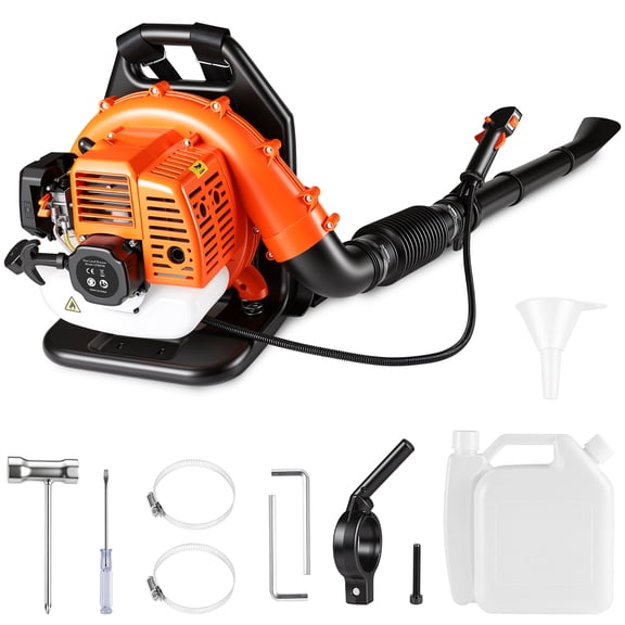 Backpack Gas Leaf Blower 43CC, 665CFM 2800 RPM 2 Stroke Grass Lawn Blower Air Cooling Gasoline Backpack Grass Blower with Air-Cooled, Snow Blower for Outdoor