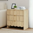 thumbnail image 3 of Weselon 3 Drawer Dresser for Bedroom, Modern Wave Panel Chest of Drawers, Closet Storage Cabinet, Oak, 3 of 10