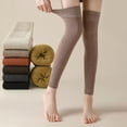 thumbnail image 3 of Eoperou 1 Pair Women Knitted Leg Warmer Fall Winter Thick Fleece Sweat Absorbing Warm Solid Color Stretch Above Knee Girls Knit High Boot Stocking Socks, 3 of 8