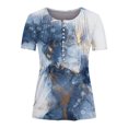 thumbnail image 4 of ICHUANYI Clearance Women's Summer V-Neck Print Casual Loose Top Short Sleeve Button Blouses Tops(Navy, XL) ICHUANYI WER2023081404880, 4 of 5