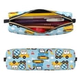 thumbnail image 2 of Rateoe Building Truck Print Leather Pencil Case with Smooth Zipper, Compact Storage for Writing Tools & Art Supplies, 8.26" x 1.96" x 2.16", 2 of 7