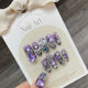 thumbnail image 1 of Uñas postizas de lujo hechas a mano con diamantes de imitación morados, uñas postizas de cristal 3D, acrílicas para mujeres y niñas (M), 1 of 4