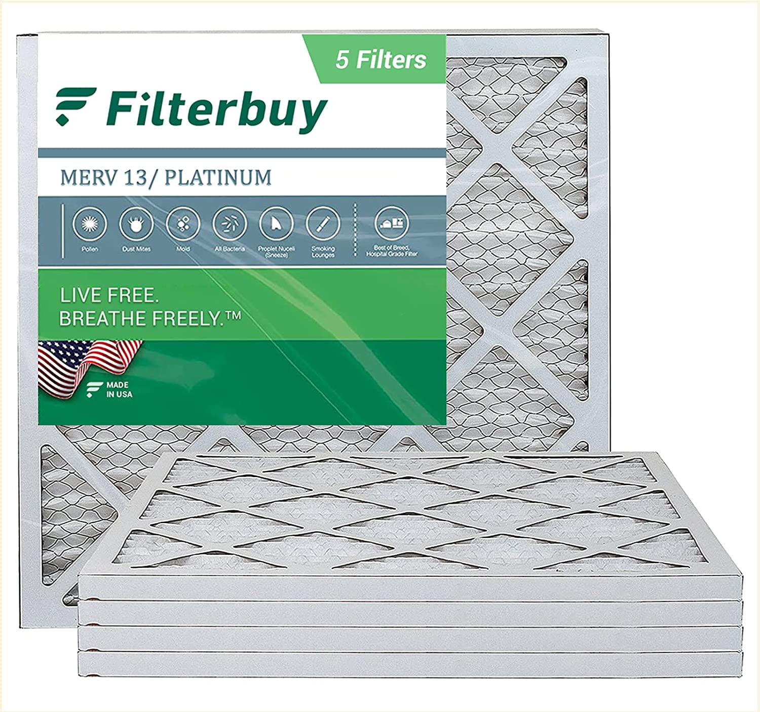Pleated HVAC AC Furnace Air Filter MERV 13 AFB Platinum FilterBuy 14x24x1 