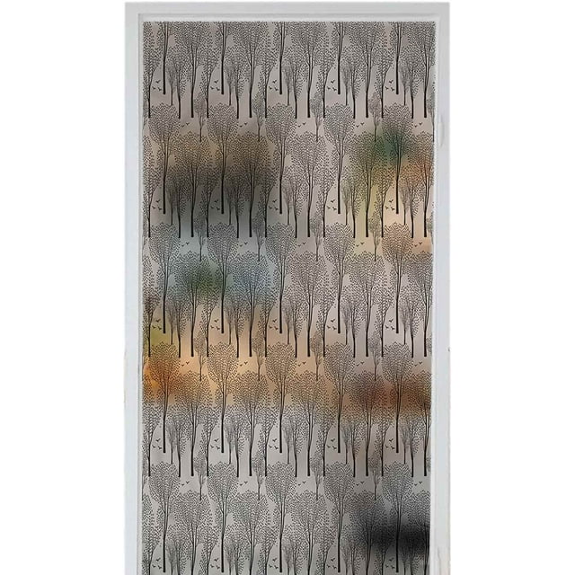 Bathroom Window Film PVC Waterproof Winter Abstract Forest Birds 35.4" x 39" Home Window Privacy Film