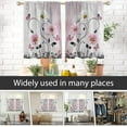 thumbnail image 4 of Pink Floral Flower Window Curtains for Kitchen Rustic White Daisy Leaf Butterfly Cute Small Short Home Living Room Bedroom Bathroom Drapes Treatment Tiers Fabric 1 Pair, 27.5" W x 39" L, Retro, 4 of 6