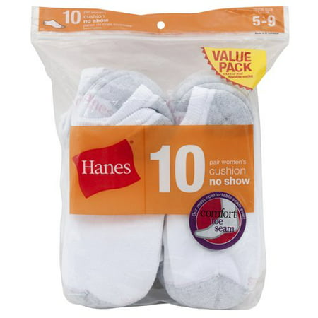 Hanes Women's 10pk No Show Socks - White 5-9