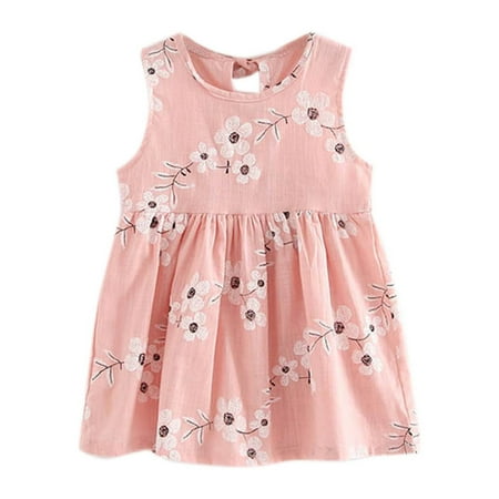 

Alueeu chidren dress for girl Kids Children Girls Summer Flower Print Sundress Sleeveless Soft Princess Dress