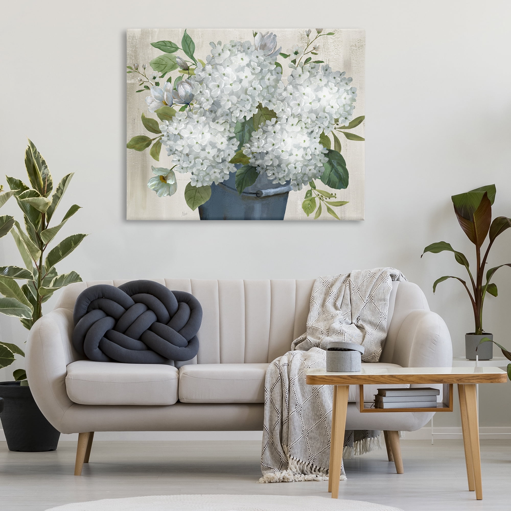 Stupell Industries Country Hydrangea Vase Botanical & Floral Painting Gallery Wrapped Canvas Art Print Wall Art, 48 x 36