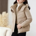 thumbnail image 5 of PiGOGI Women's Winter Jacket Hooded Casual Winter Coat Fall Outerwear Khaki L, 5 of 6