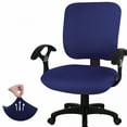 thumbnail image 3 of AUQ Stretch Fabric 2 Piece Polyester and Spandex Computer Chair Seat Slipcovers,Blue, 3 of 7