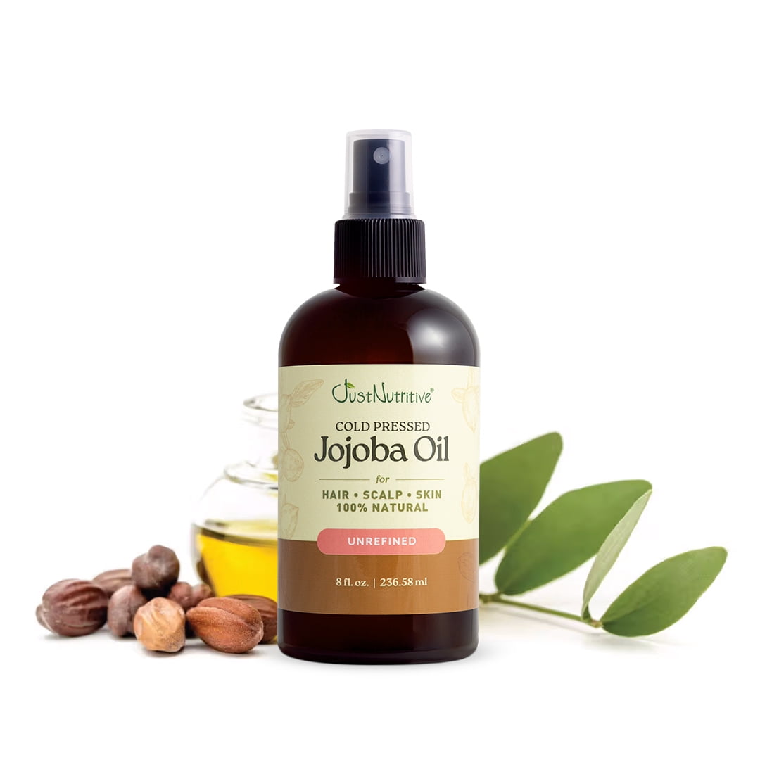 Just Nutritive Cold-Pressed Jojoba Oil – 100% Pure & Hexane-Free – Deep Moisturizer for Face, Hair, Scalp, Beard & Body – Lightweight, Non-Greasy, Clean Beauty – 8 fl oz