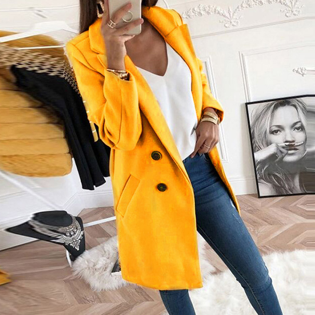 MIARHB Women Long Wool Coat Elegant Blend Coats Slim  Female Long Coat Outerwear Jacket - image 2 of 5