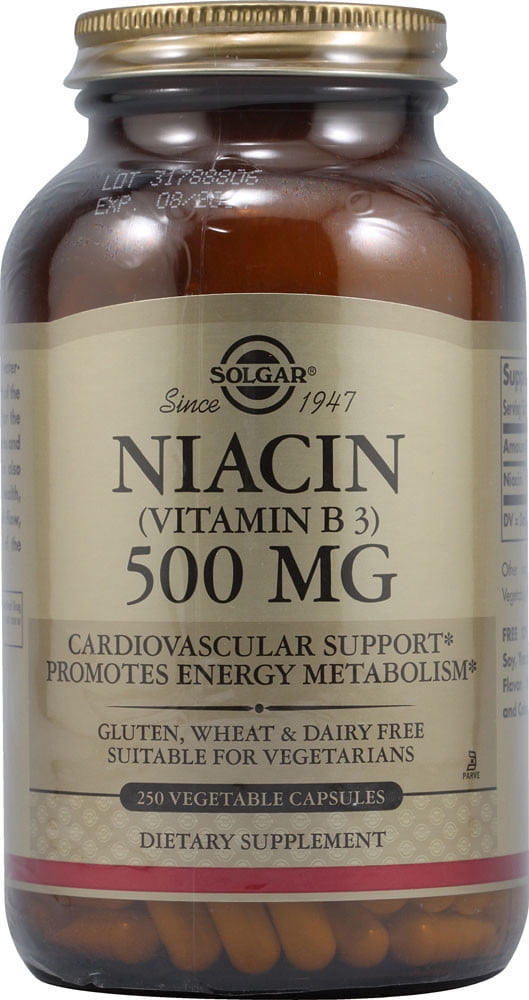 Solgar Niacin Vitamin B3 500 mg 250 Vegetable Capsules
