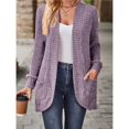 thumbnail image 4 of Cárdigan para Mujer, Suéter de Larga con Abertura Frontal y Bolsillos para Otoño e Invierno. Púrpura Lavanda XXL, 4 of 8