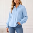 thumbnail image 5 of Perfectbot Women's Stripe Button Down Shirt, Lantern Long Sleeve Blouse with Smocked Cuffs Office Casual Wear, 5 of 7