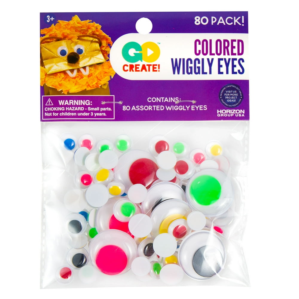 Go Create Kids Craft Colored Wiggly Eyes Assortment, 80 Piece