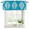 thumbnail image 2 of Baroque Blue Valances for Windows, Decorative Rod Pocket Window Valance Curtains, Vintage Damask Classic Floral Short Curtain Drapes for Kitchen/Bathroom/Living Room, 2 Panels, 42" W x 18" L, 2 of 8