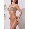 thumbnail image 2 of DARING DIVA Women's Contrast Color Ribbed Bikini Sets X-Large Khaki-Gray, 2 of 6