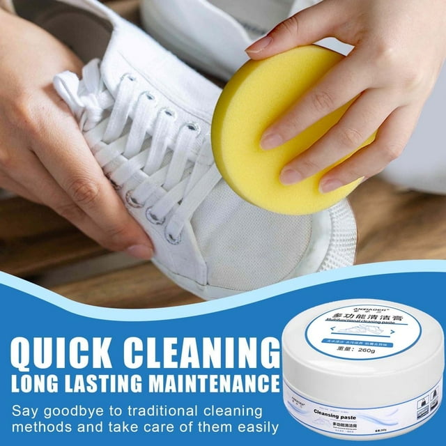 HLONK Multifunctional White Shoe Cleaner Yellow Removing And Whitening Cleaning Cream White Shoe Cleaning Cream with Sponge Quick Clean Shoes Stain Removal Cream