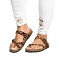 thumbnail image 3 of DPTALR Retro Women's Leopard Print Flats Sandals Beach Shoes Thick-Soled Cork Slippers, 3 of 4