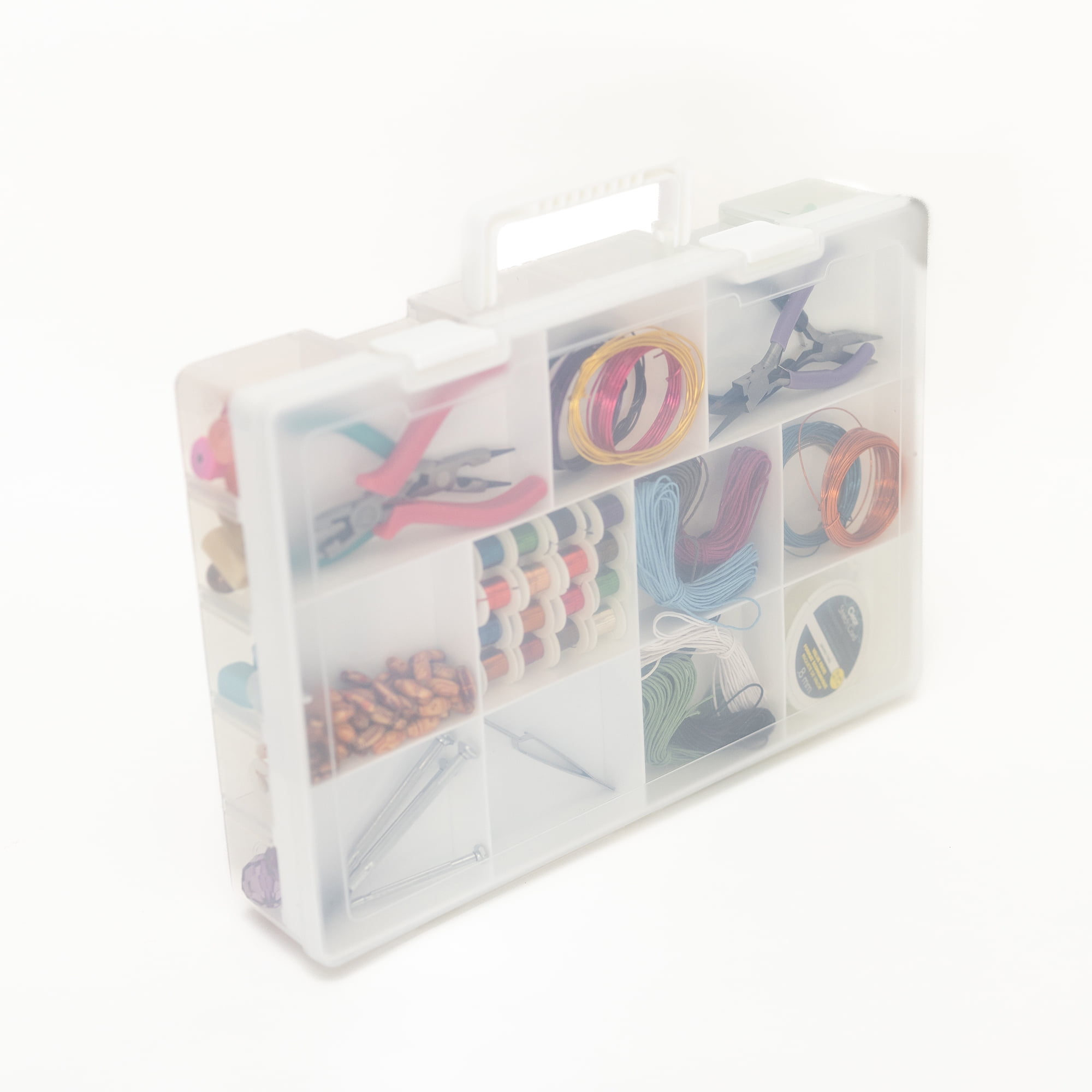 (2 pack) Everything Mary Plastic Compartmental Craft and Hobby Storage Box: Gray and Clear - Your Ultimate Craft and Hobby Storage Bag and Case