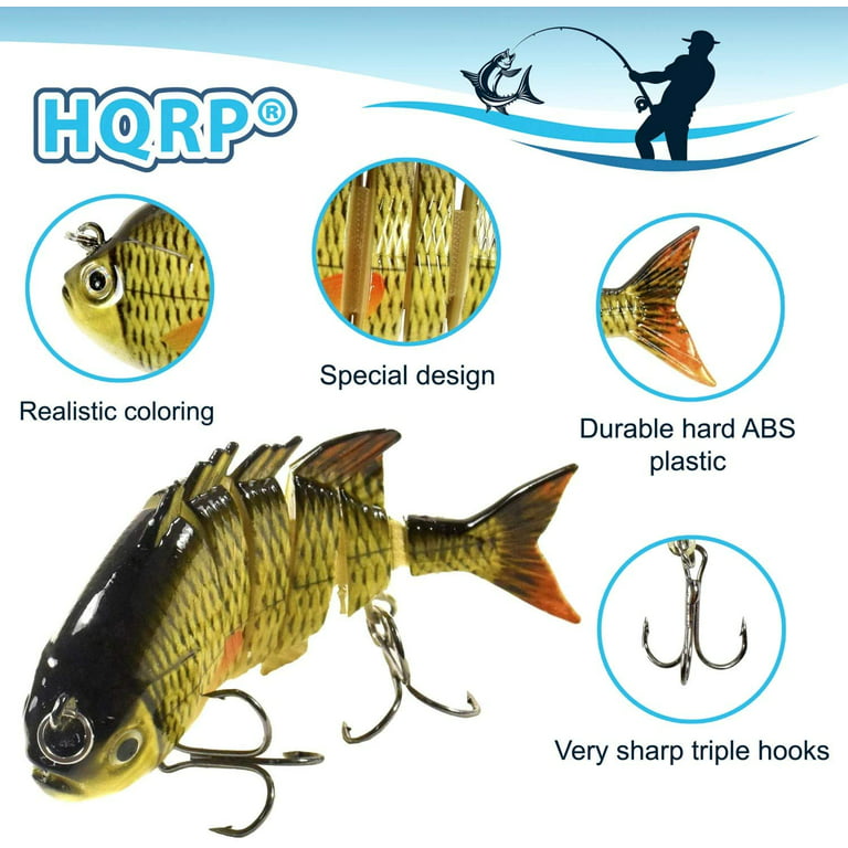 HQRP Bass Fishing Lure Fish Crank Bait Topwater Multi-Section Swimbait  Tackle