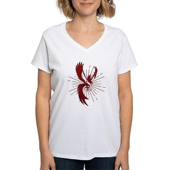CafePress - Alpha Sigma Phi Phoenix T Shirt - Womens Cotton V-Neck T-shirt