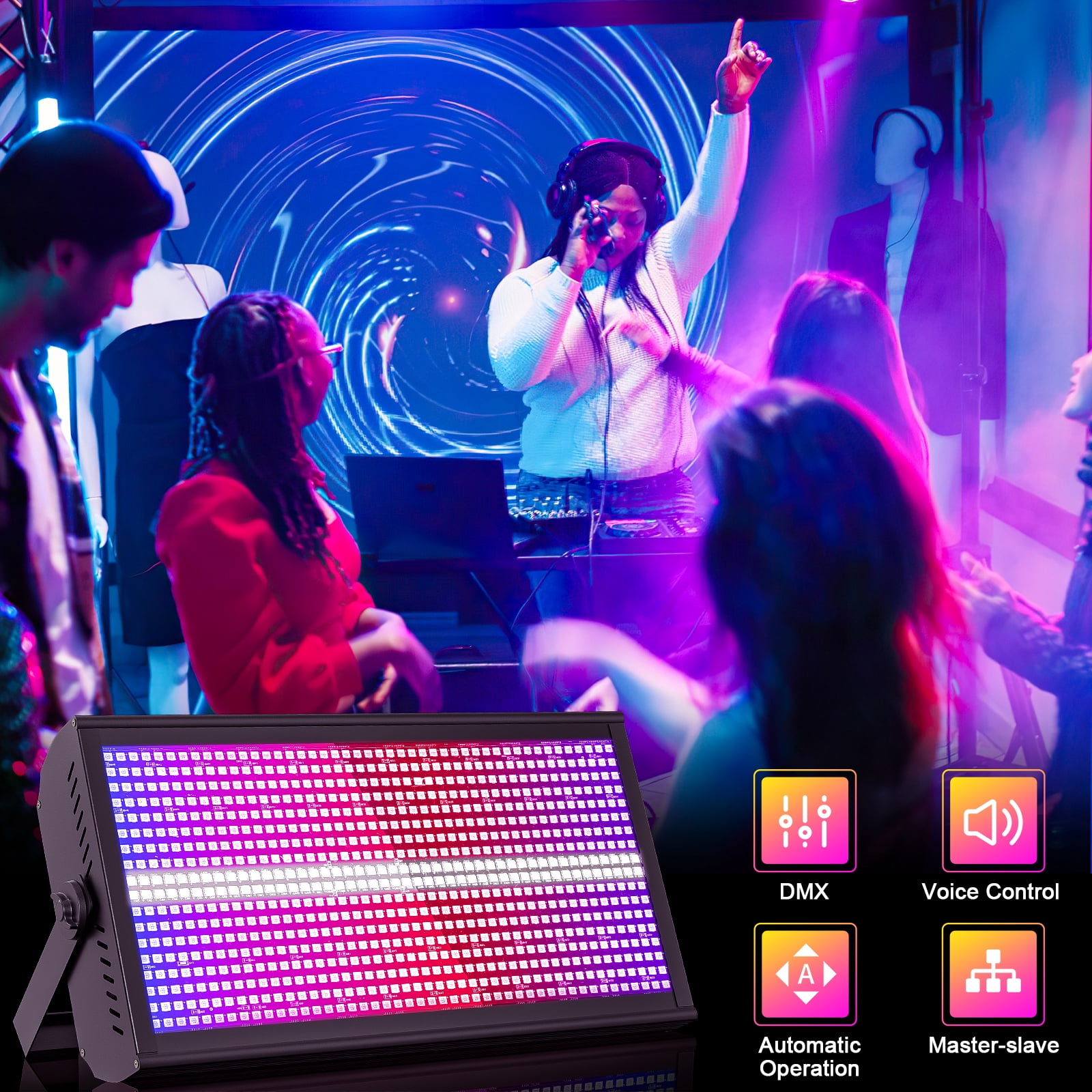 Stage Strobe Lights,RGB SMD LED Party Lights 130W Rainbow Effect Stage Light for Building Exterior Wall Lighting Bar