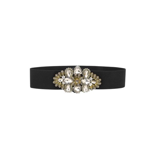 Cinturón ancho elástico para mujeres INSPIRE CHIC con grandes strass, corsé elegante para vestido Champán
