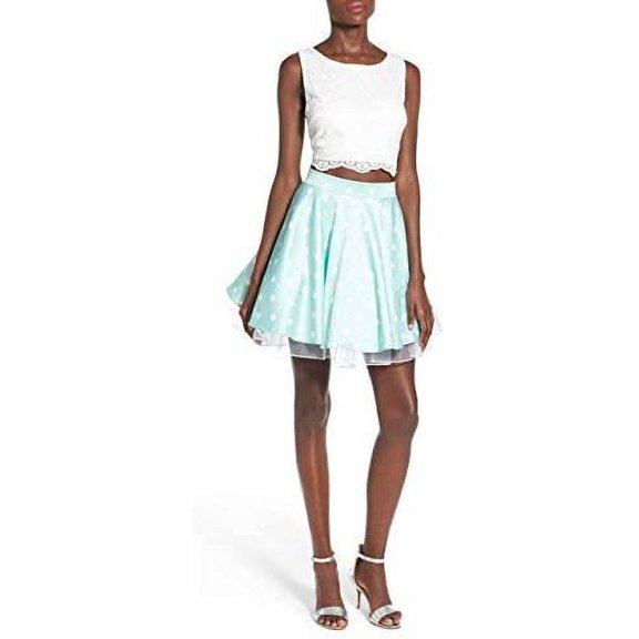 Way-In Lace & Polka Dot Two-Piece Dress, Size 13 - Mint