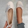 thumbnail image 2 of Gpaecead Women's Rhinestone Floral Ballet Flats Faux Suede Slip On Cushioned Dress Shoes For Office, Party And Commute White, 2 of 8