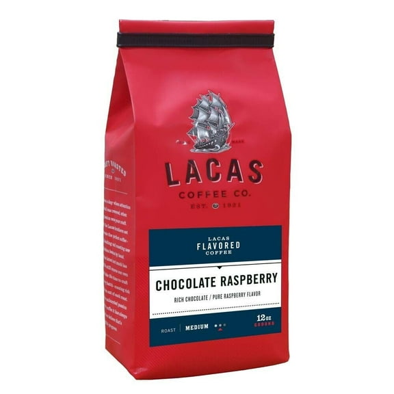 Lacas Coffee Flavored Coffee Chocolate Raspberry Ground 12oz