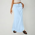 thumbnail image 2 of QATAINLAV Sundresses for Women 2025 Summer Linen Maxi Skirt Casual Drawstring Waist A Line Skirts Long Flowy Beach Cover Up Skirts Light Blue XXL Today's Sales, 2 of 8