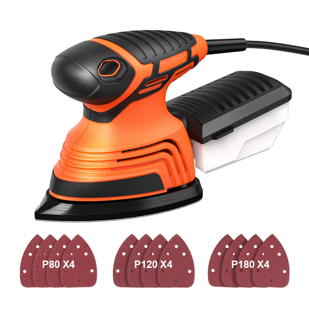 Electric Palm Sander Super Power Tool With 6Pc Sandpapers 130W For Car Auto Body 