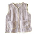 thumbnail image 2 of Weiqiqre Womens Pajamas Knit Sweater Vest Button Up Cropped Casual Sleeveless Vest Fashion Vintage Cardigan with Pocket, 2 of 9
