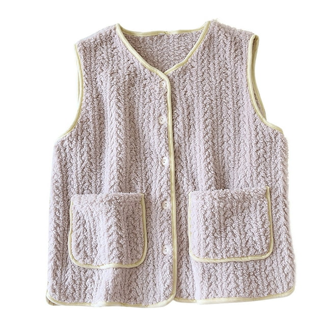 Women's Thick Fleece Loungewear with Solid Color and Warm Pockets for Winter
