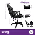 thumbnail image 3 of Silla Gamer Ergonómica Reposapiés Reclinable Gaming Oficina Negro, 3 of 5