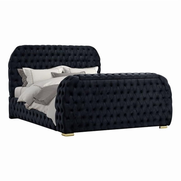 Best Master Furniture Brielle Velvet Bed Frame (Queen/Black)