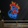 thumbnail image 3 of Glowneon Skull Heart Fire Neon Sign, Skull Heart Fire Led Sign, 3 of 4