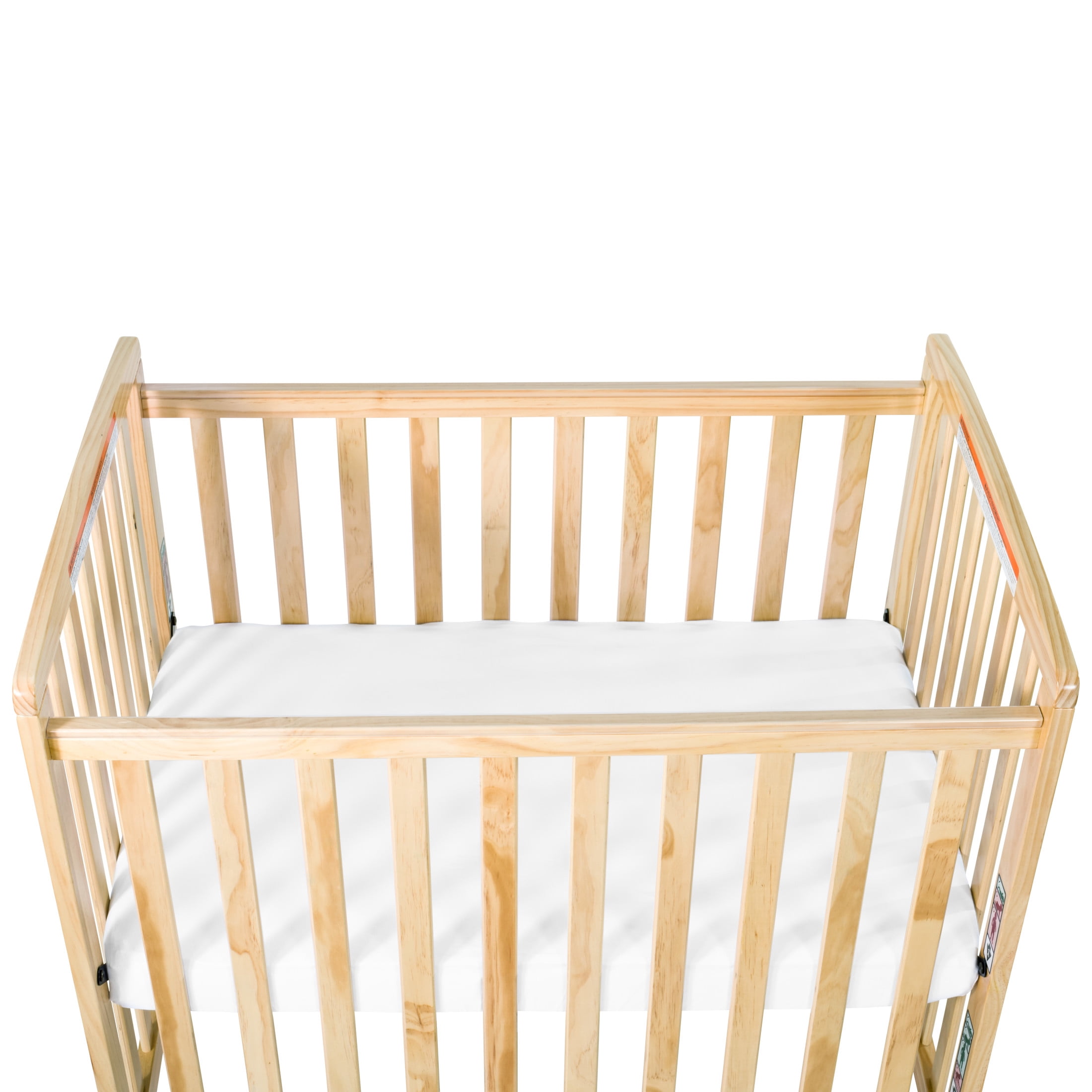 Child Craft Bristol Compact Portable Crib with 3" Mattress, Durable Wood Frame, Quiet Casters, Natural