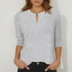 thumbnail image 2 of Camiseta con cuello volado para mujer: manga tres cuartos, color liso, prenda informal para interior/exterior, tallas S/XXL., 2 of 5