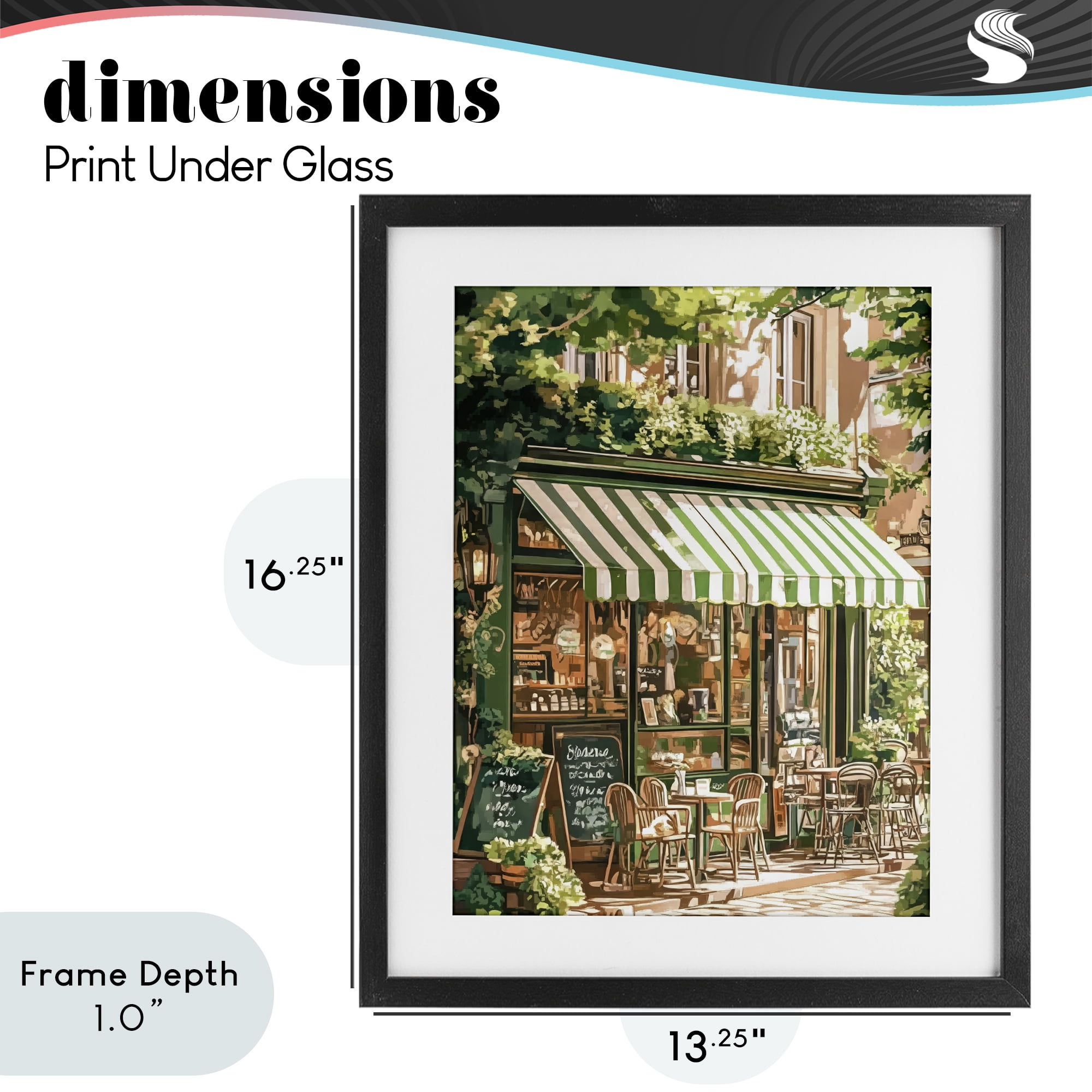 Stupell Industries Coffee Shop Awning & Greenery Black Framed Print Under Glass, design by LSR Design Studio