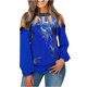 thumbnail image 1 of Blusa suelta con estampado informal para mujer, camisa de gran tamaño para mujer, blusas de manga larga con hombros descubiertos, blusas tipo túnica Pompotops gfhjh24222, 1 of 5