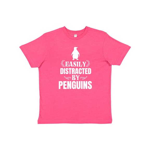 Inktastic Easily Distracted by Penguins Youth T-Shirt